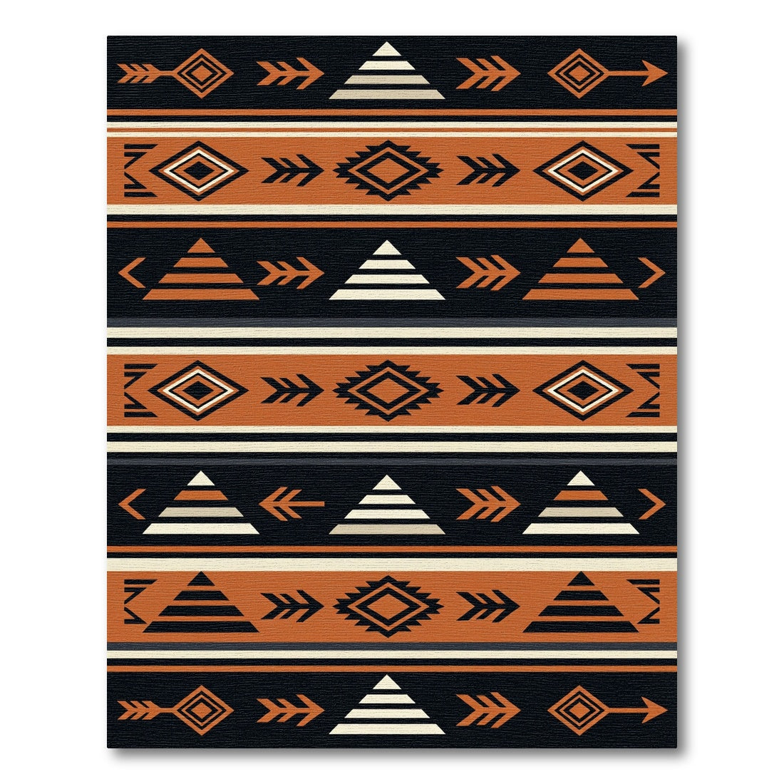 Rust Orange Tribal Arrow Diamond Rug