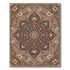 Vintage Peach Floral Medallion Garden Rug