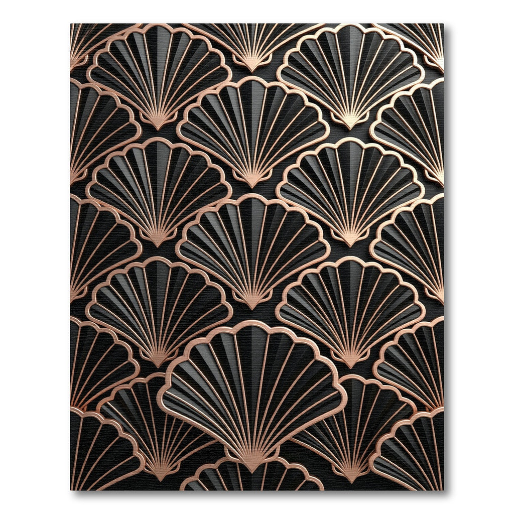 Black Fan Art Deco Relief Rug