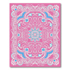 Vibrant Pink Blue Floral Medallion Rug