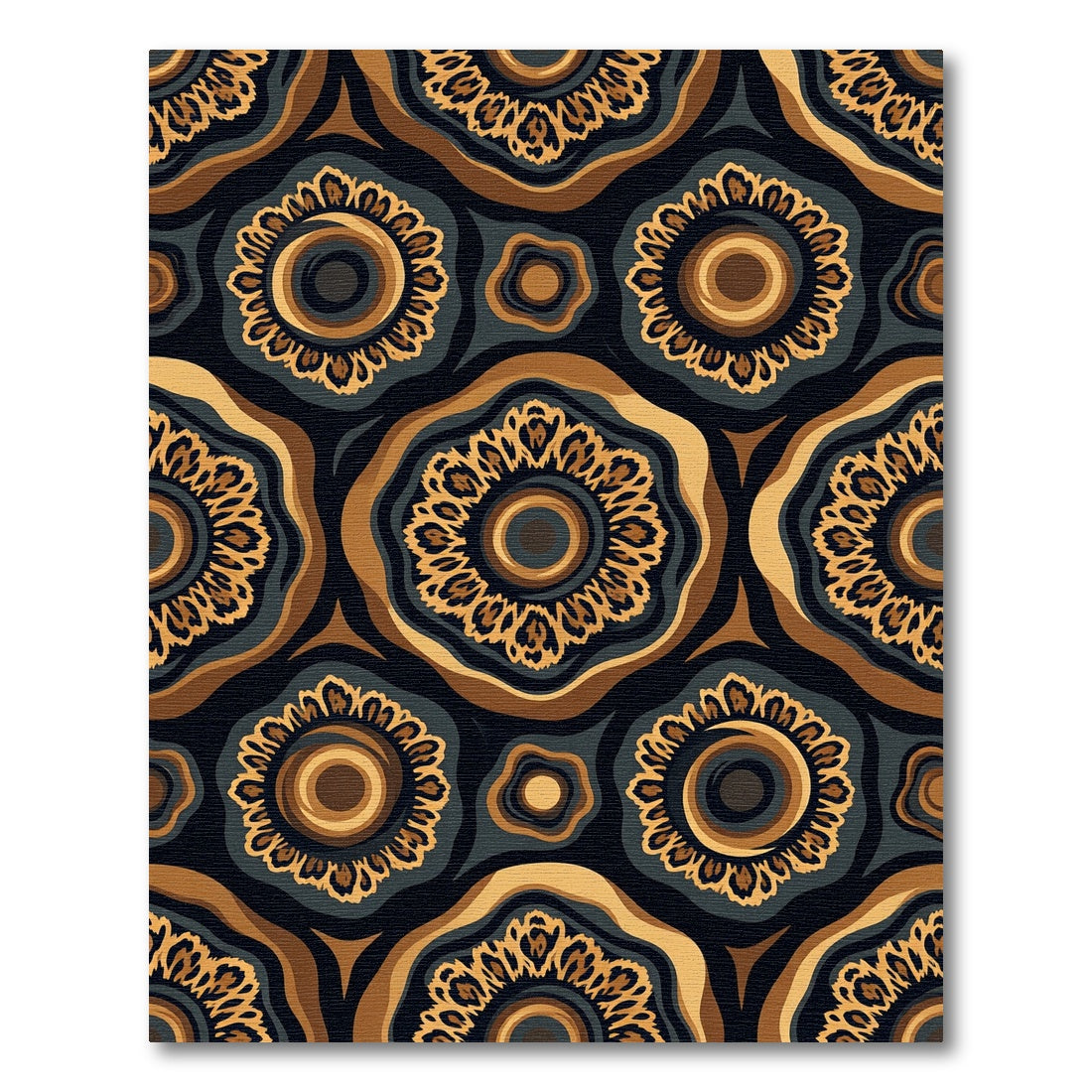 Earthy Leopard Floral Sunburst Rug