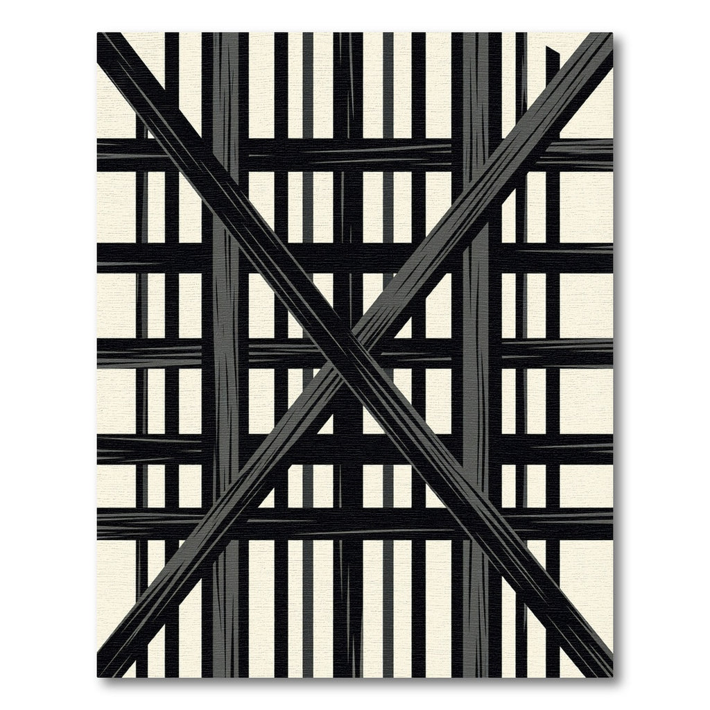 Black Geometric Grate Composition Rug