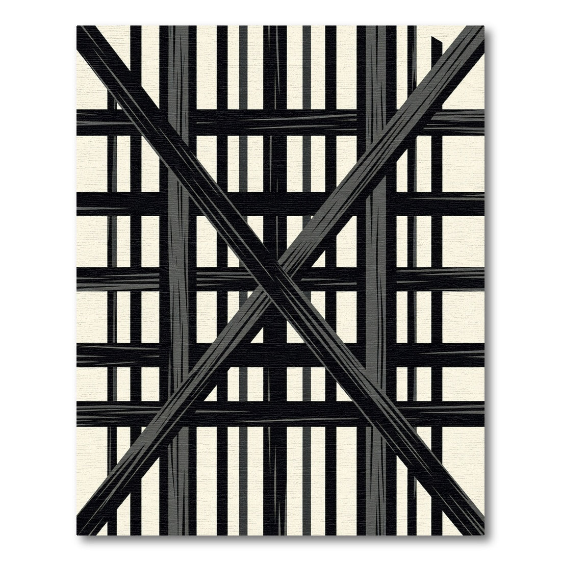 Black Geometric Grate Composition Rug