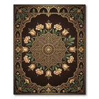 Ornate Golden Floral Medallion Bloom Rug