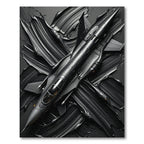 Bold Matte Black Jet Artistic Statement Rug