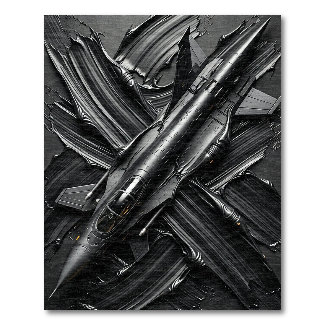 Bold Matte Black Jet Artistic Statement Rug