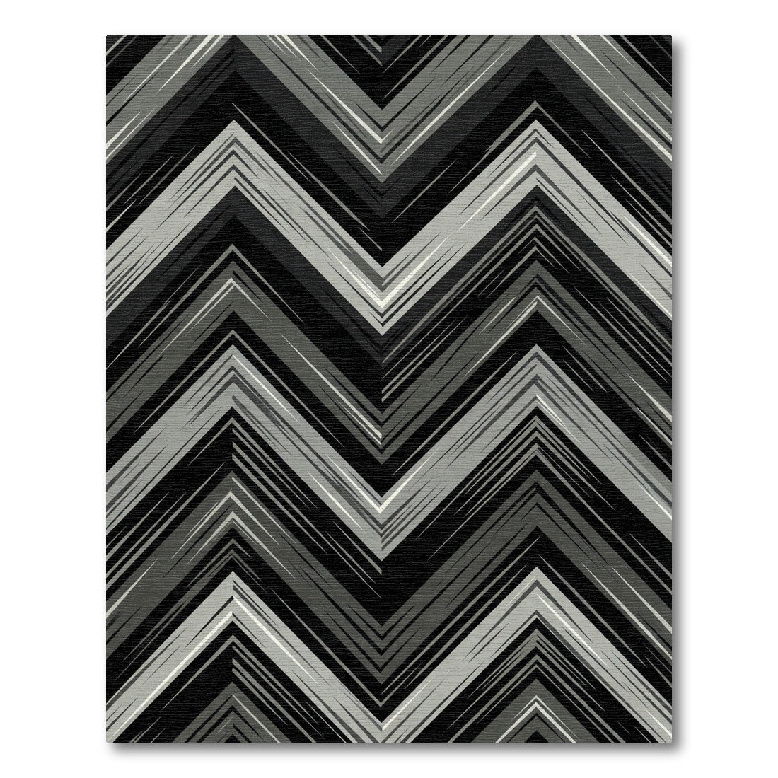 Monochrome Sharp Chevron Jagged Lines Rug