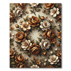 Golden Brown Floral Garland Rug