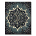 Ornate Dark Charcoal Gilded Floral Mandala Rug