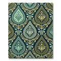 Teal Gold Damask Floral Medallion Rug