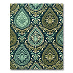 Teal Gold Damask Floral Medallion Rug