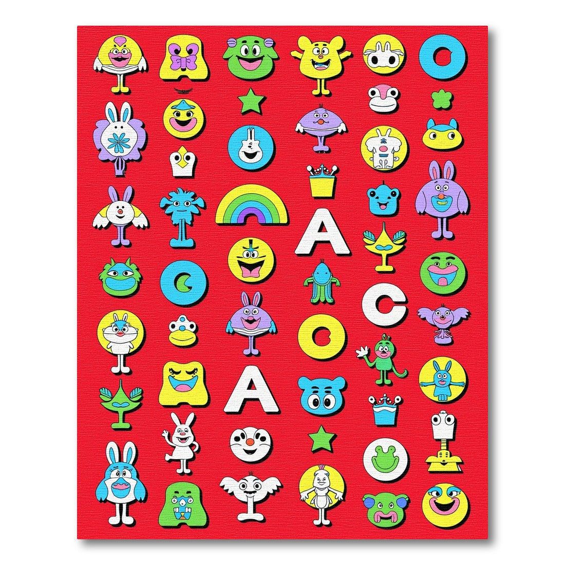 Playful Cute Cartoon Characters Collage Rug