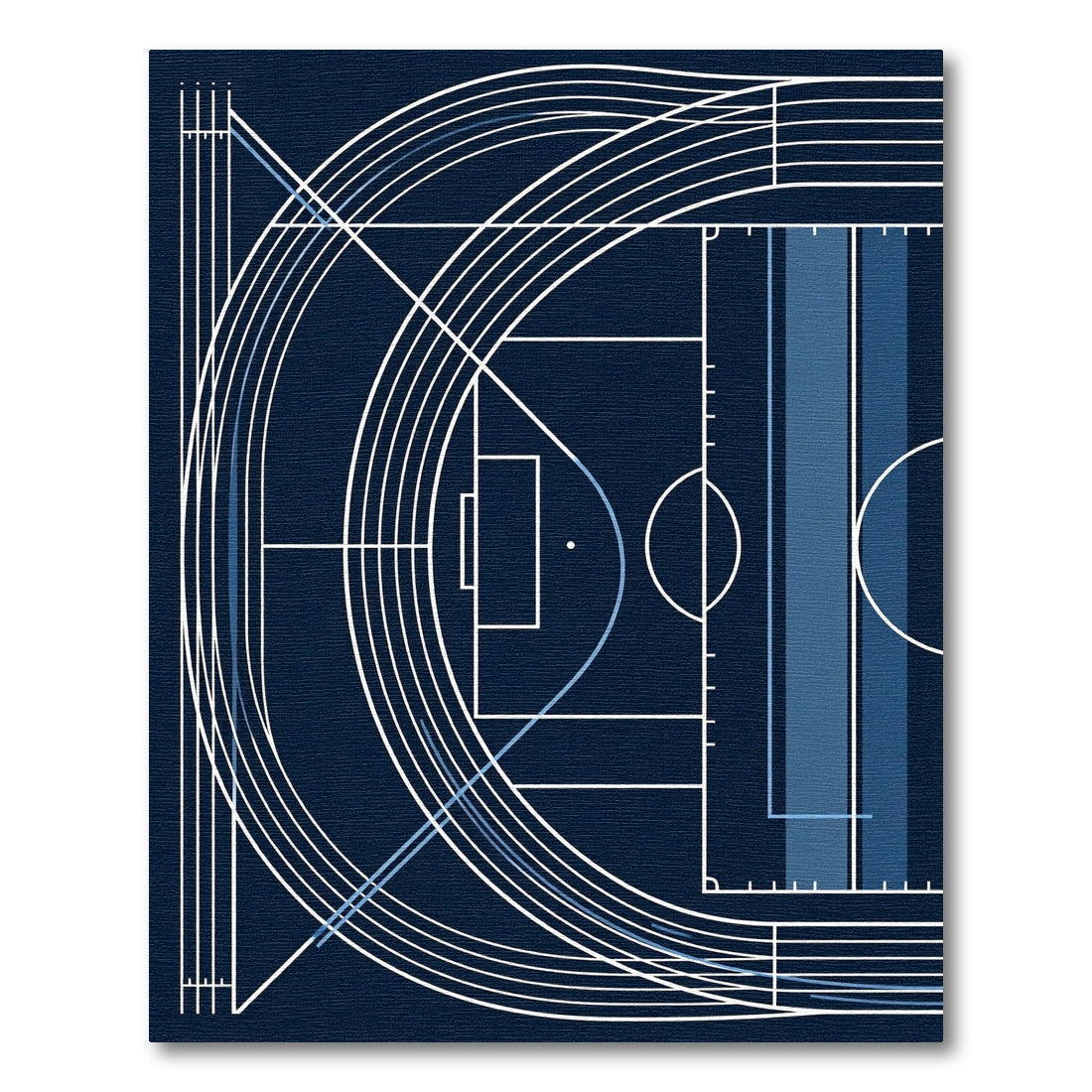 Minimalist Navy Blue Athletic Track Graphic Rug