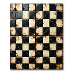 Aged Black Cream Checkerboard Splatter Rug