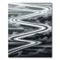 Monochrome Abstract Winding River Serene Landscape Rug