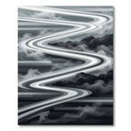 Monochrome Abstract Winding River Serene Landscape Rug