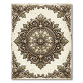 Ornate Beige Baroque Floral Medallion Rug