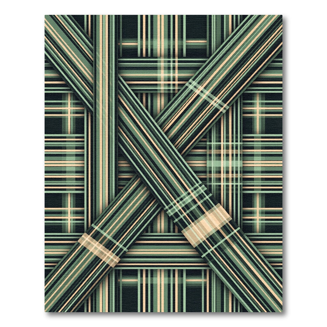 Sage Emerald Plaid Intersecting Lines Rug