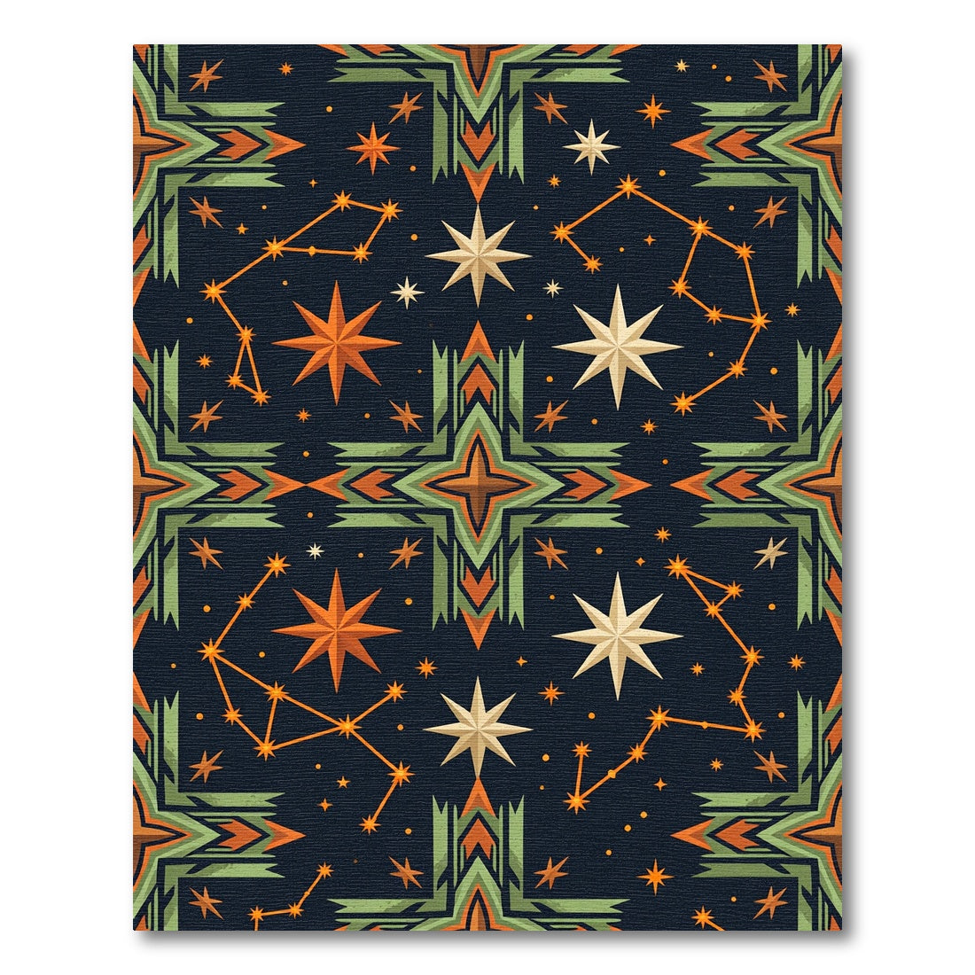 Celestial Constellation Geometric Art Deco Rug