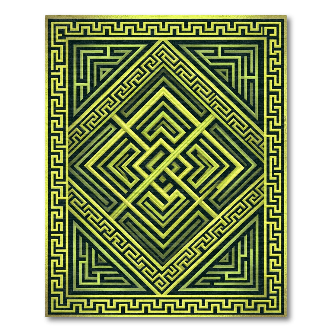 Emerald Green Geometric Maze Rug