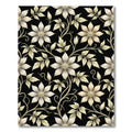 Cream Floral Vine Black Canvas Rug