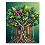 Lush Tropical Foliage With Vibrant Blooms Rug