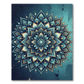 Teal Gold Ornate Celestial Mandala Rug