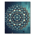 Teal Gold Ornate Celestial Mandala Rug