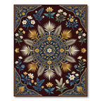 Deep Blue Golden Floral Mandala Design Rug