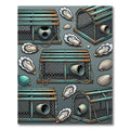 Coastal Teal Lobster Trap Oyster Illustration Rug