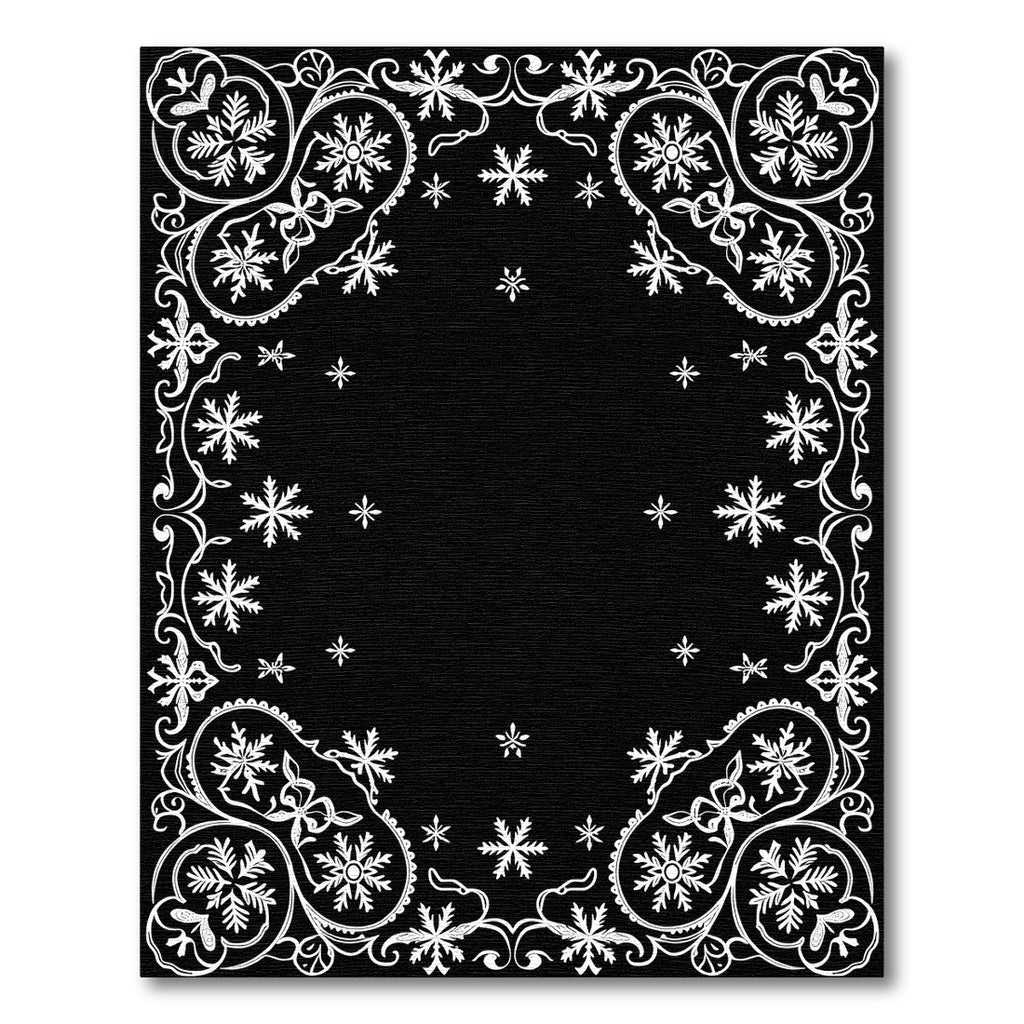 Winter White Snowflake Floral Frame Rug