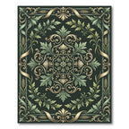 Dark Sage Ethereal Acanthus Foliage Flourish Rug