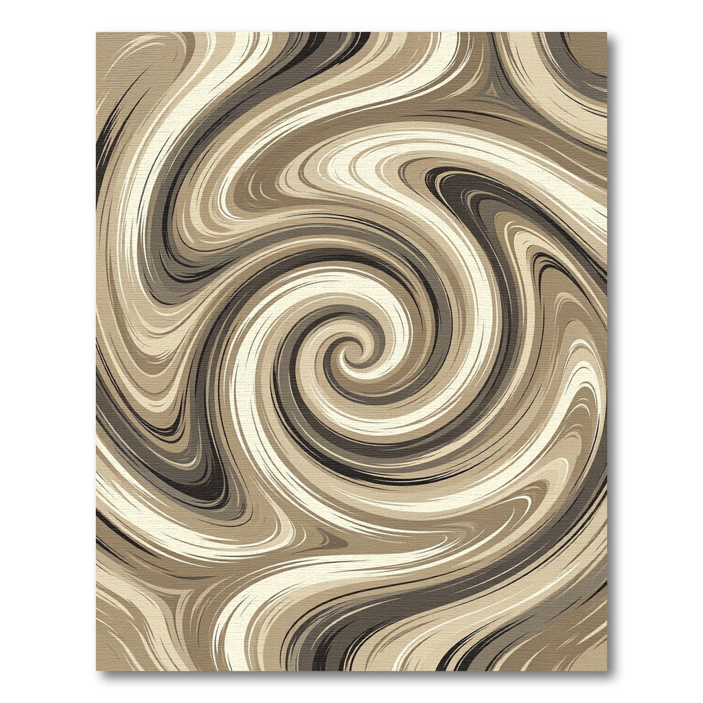 Earthy Swirl Abstract Cream Chocolate Rug