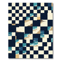 Abstract Ocean Tide Checkered Grid Rug