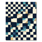 Abstract Ocean Tide Checkered Grid Rug