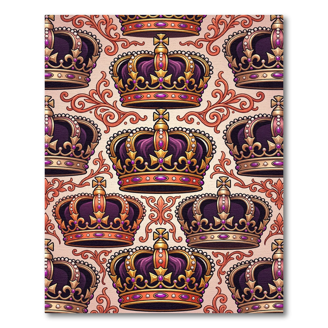 Regal Purple Gold Crown Medallion Rug