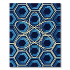 Modern Deep Blue Geometric Hexagon Flow Rug