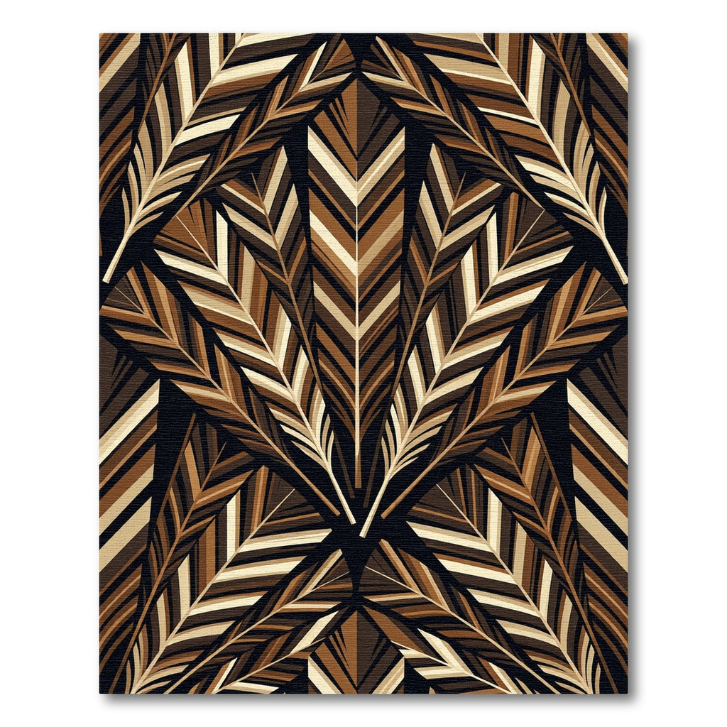 Earthy Brown Feathered Fan Arrangement Rug