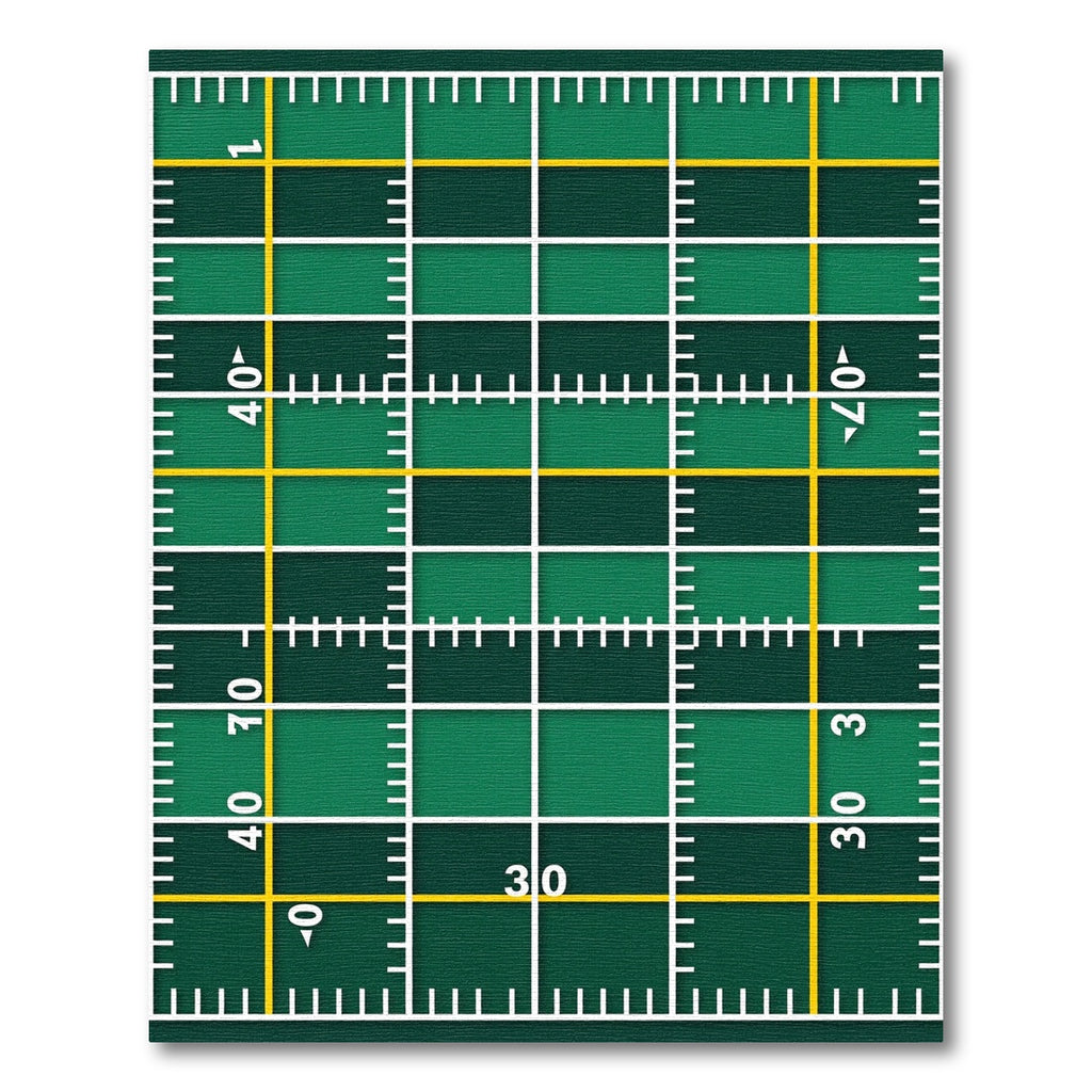 Geometric Green Grid Yard Line Rug