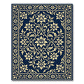 Elegant Gold Floral Damask Navy Rug