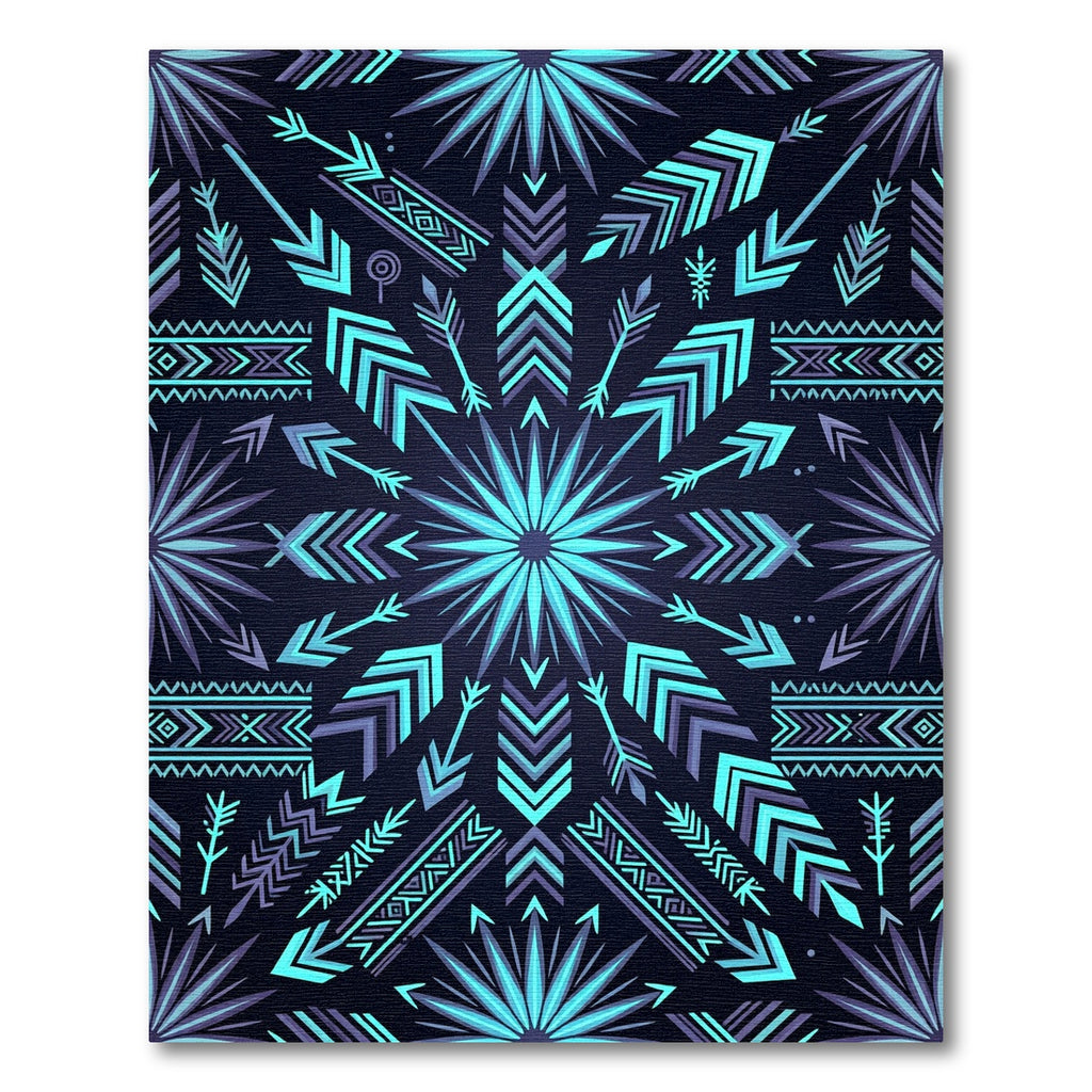Teal and Purple Tribal Arrow Starburst Rug