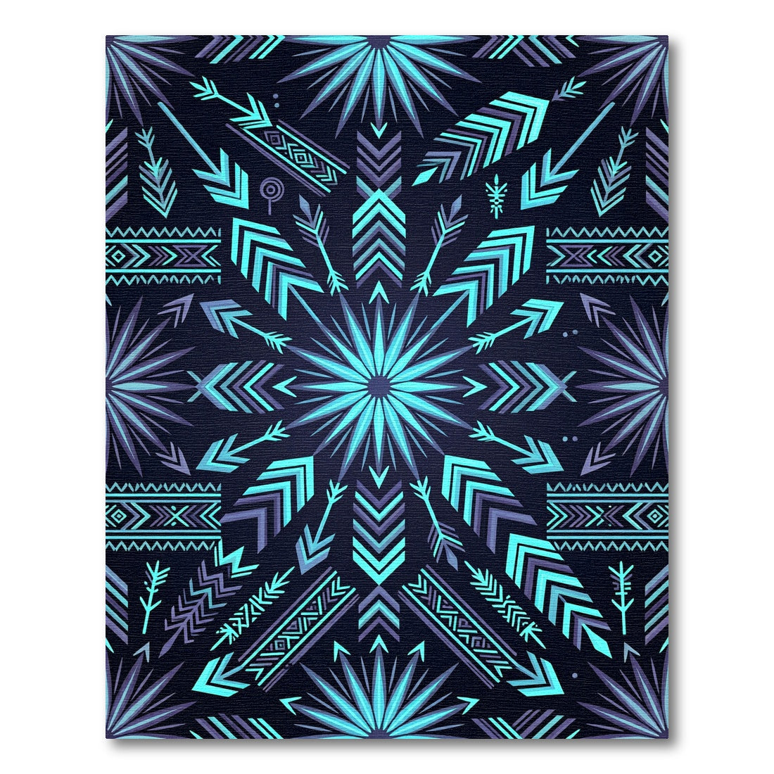 Teal and Purple Tribal Arrow Starburst Rug