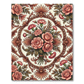 Coral Pink Floral Bouquet Medallion Rug