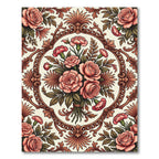 Coral Pink Floral Bouquet Medallion Rug