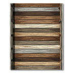 Rustic Wood Plank Horizontal Stripes Rug