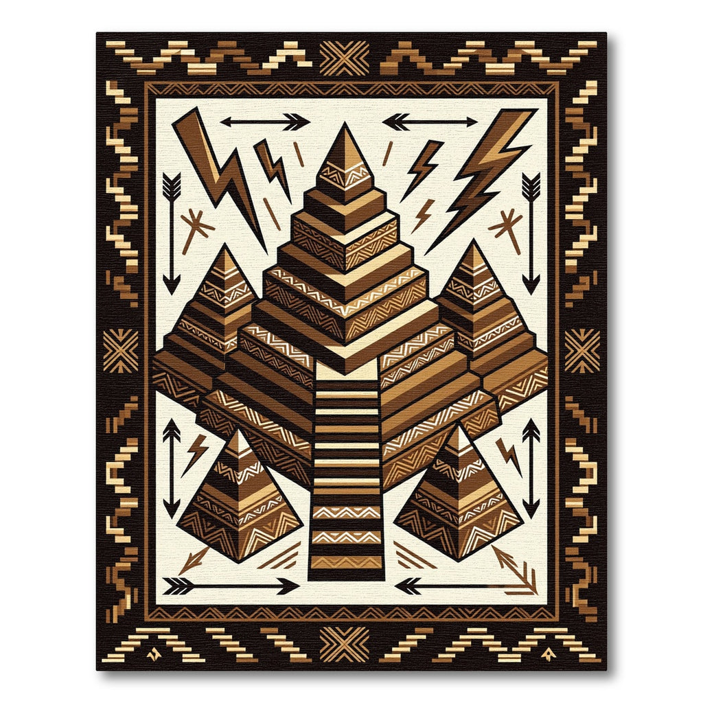 Geometric Pyramid Earth Tone Abstract Rug