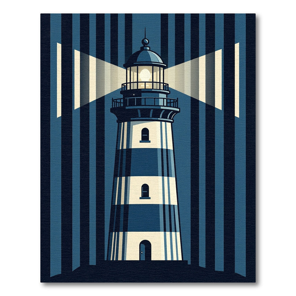 Graphic Blue Striped Nautical Beacon Rug