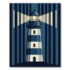 Graphic Blue Striped Nautical Beacon Rug