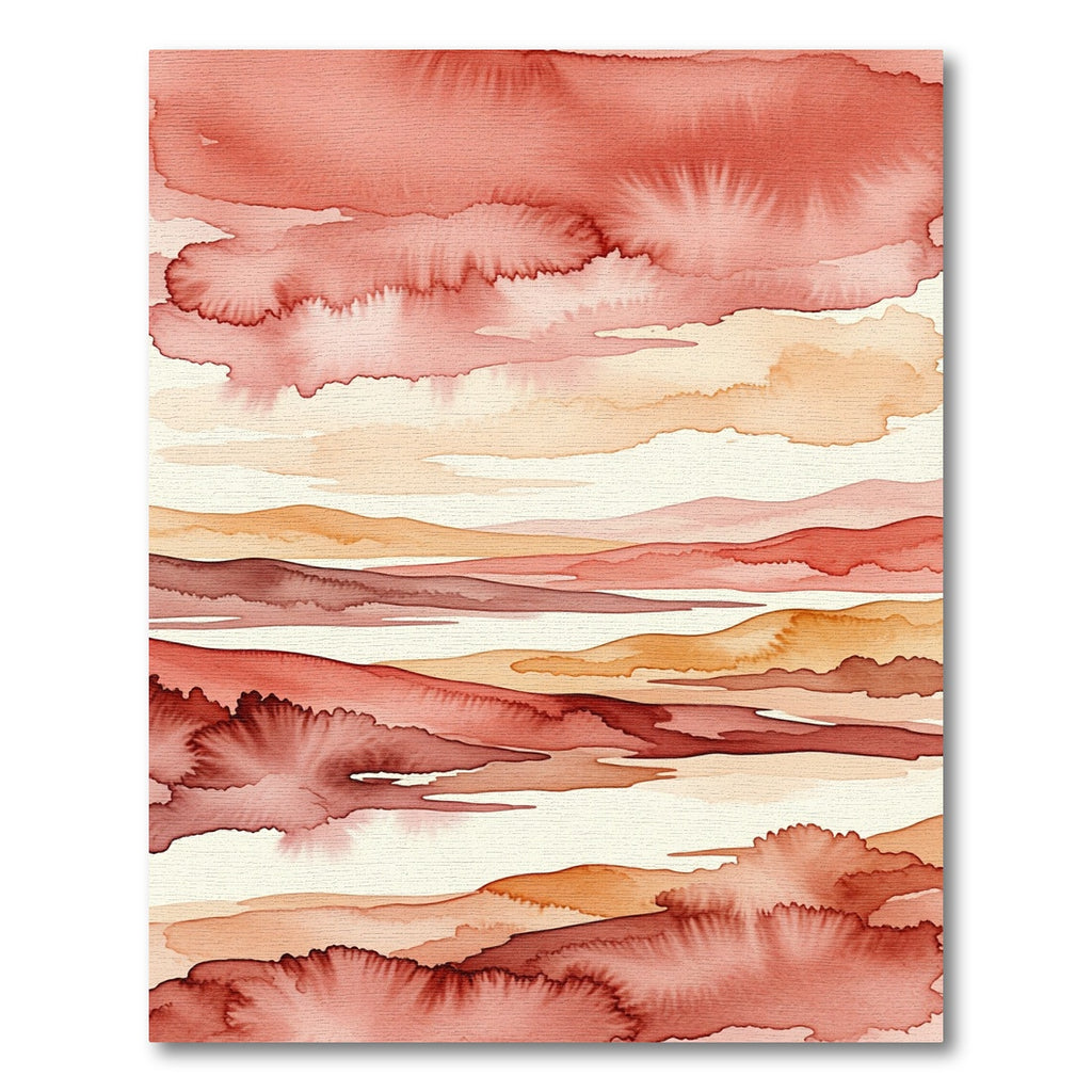 Abstract Sunset Terracotta Watercolor Landscape Rug