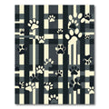 Monochrome Plaid Paw Print Rug